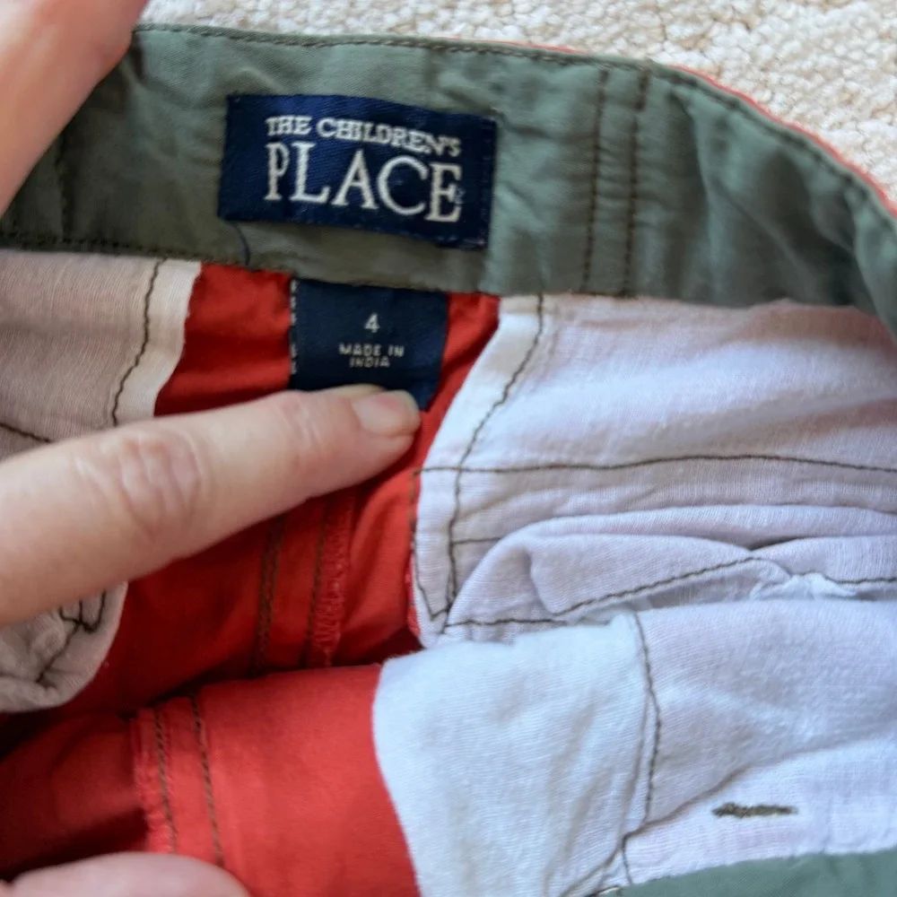 The Childrens Place Boys Orange Cargo Shorts Built-in Belt Size 4‎ Utility